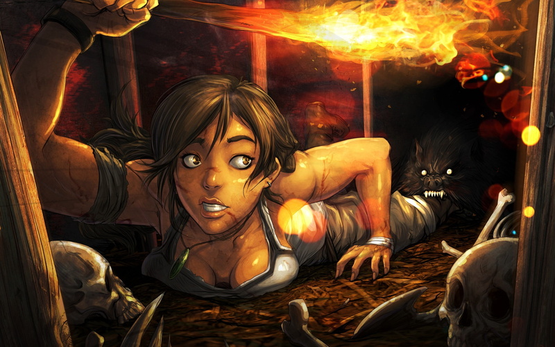 leisure activity, human representation, night, Tomb Raider, skulls, hairstyle, one person, lifestyles, Rise of Tomb Raider, indoors, beauty