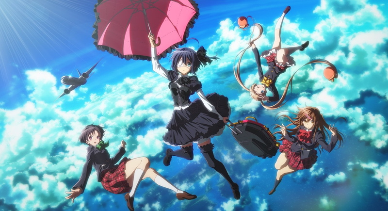 Chunibyo and Other Delusions, cloud - sky, 1080P, Rikka Takanashi, digital composite, nature, low angle view, flying, day, women, pool, blue, young adult