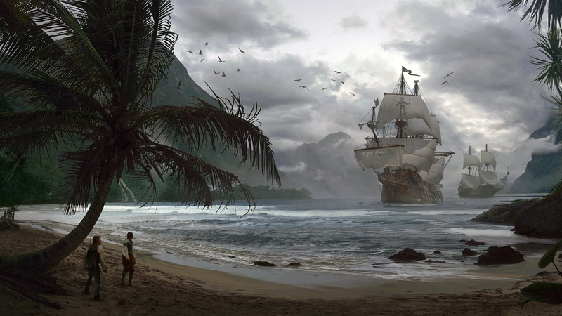 ships, Bay, Pirates, Adrian Marc, 1080P