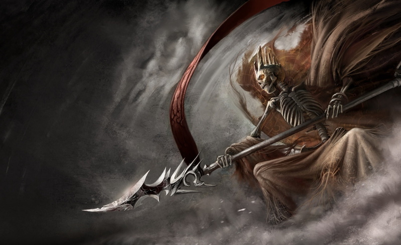 1080P, art, death, fantasy art, skull, fantasy, weapon