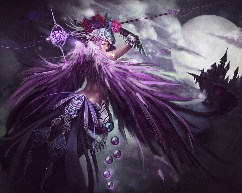 sky, hd, fantasy, Mage, Angel, 1600x1280 px, armor, 720P, angels, night, art, x, staff, px, gothic, nature, girls