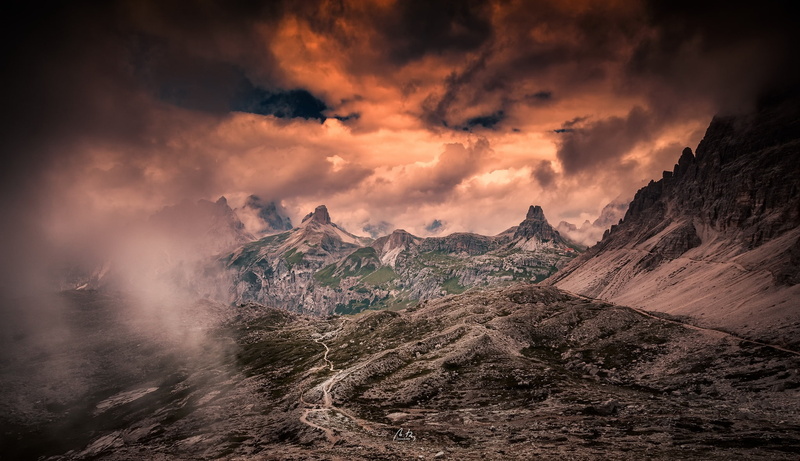 mountains, Clouds, 1080P, nature, dark, art, x, px, sky, hd, Landscape, artwork, 2048x1179 px