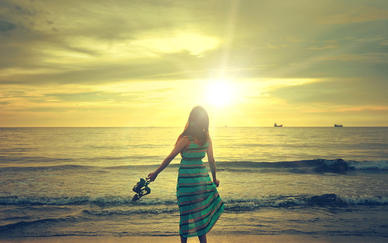sunrise, emotion, dress, sunset, view, ships, shore, ocean, beaches, 1080P, sensual, coast, sexy, fun, clouds, happy, vehicles, seascaoe, style, girls