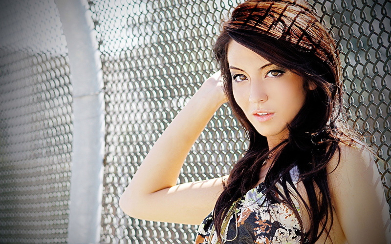 2K, chain link fence, Asians, fence, girl, hd, people, art, women, link, brunettes, chain