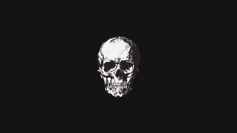 4K, sake, Black background, minimalism, skull, simple