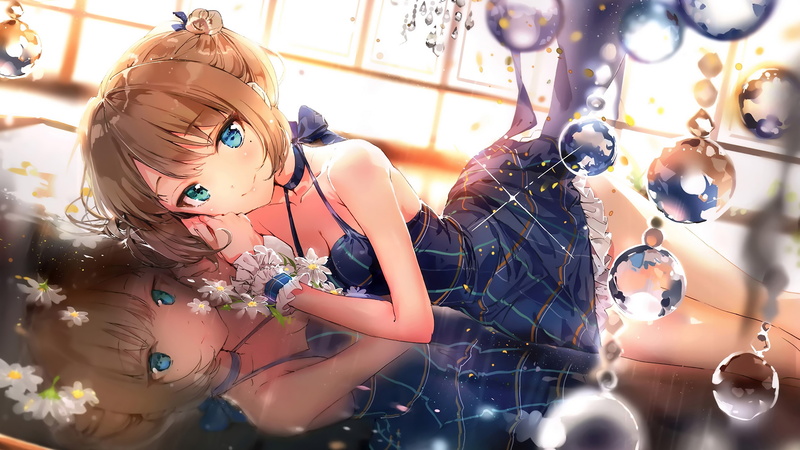 4K, anime, looking at viewer, dress, anime girls, THE iDOLM@STER: Cinderella Girls, Takagaki Kaede