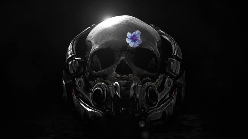 digital, 4K, black, Skull, 4K, Mass Effect: Andromeda