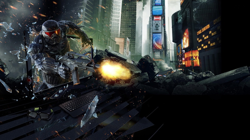 mode of transportation, Crysis 2, street, person, new, 1080P, city, digital, computer, transportation, black, office building exterior, firing, nature