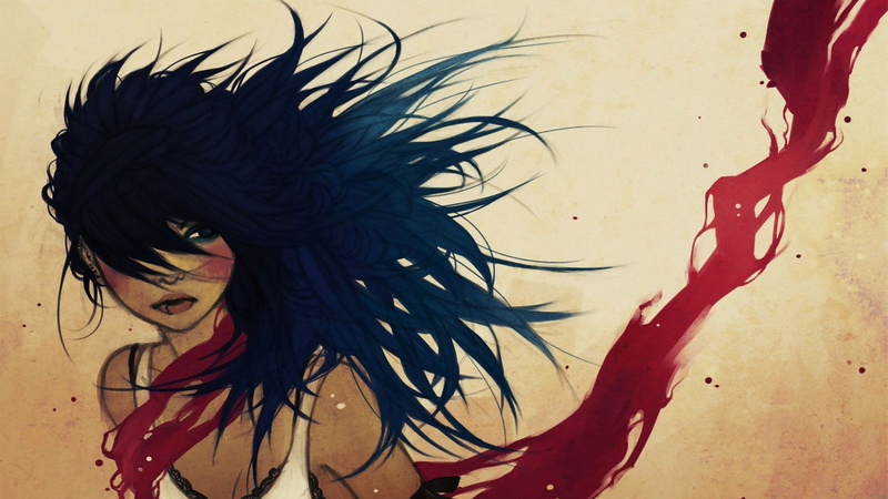 artwork, women, art, concept, x, brunette, 1080P, 1920x1080 px, concept art, blue, short, hd, hair, Blue hair, px, people