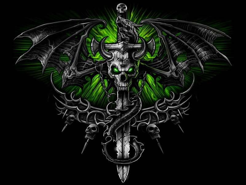 green color, sake, skeleton, evil, no people, dark, art and craft, indoors, animal body part, spooky, black background, creativity, dragon, representation