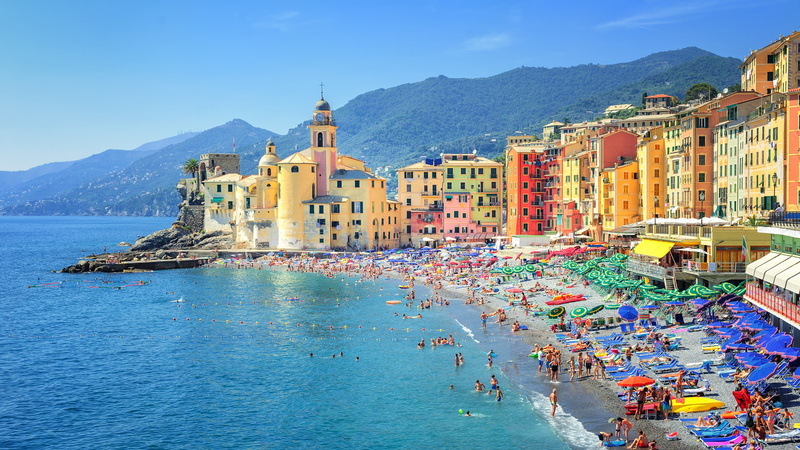 europe, 4K, colorful, coast, shore, camogli, portofino, liguria, italy, genova, beach