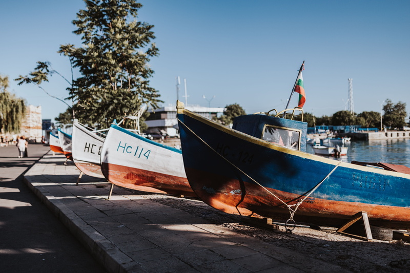 blue, mode of transportation, marina, 5K, boats, text, town, harbor, water, nautical Vessel, sky, old, plant, unesco, transportation, moored, balkan, anchored