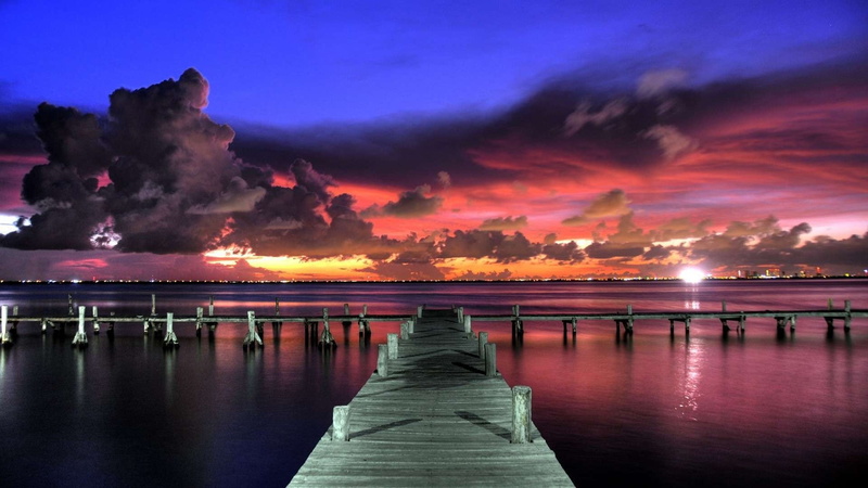brown, reflection, sunset, boat, dock, sea, sky, wooden, beauty in nature, orange color, nature, dusk, scenics - nature, direction, clouds, horizon over water