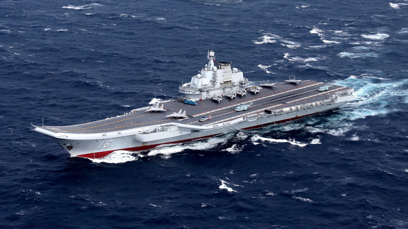 Liaoning (16), Shenyang J-15, Fighter, The carrier, 4K, THE CHINESE NAVY, Sea, Wave