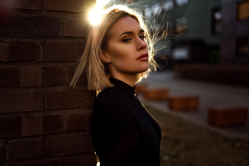 outdoors, casual clothing, standing, hair, hairstyle, women, young women, 500px, portrait, beautiful woman, 1080P, blonde, looking, urban, brick, Miro Hofmann