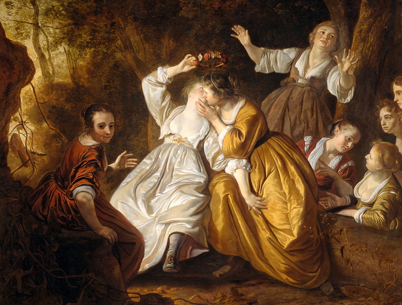 Jacob van Loo, Mirtillo, Amaryllis Crowns, oil, picture, 1080P, canvas, mythology