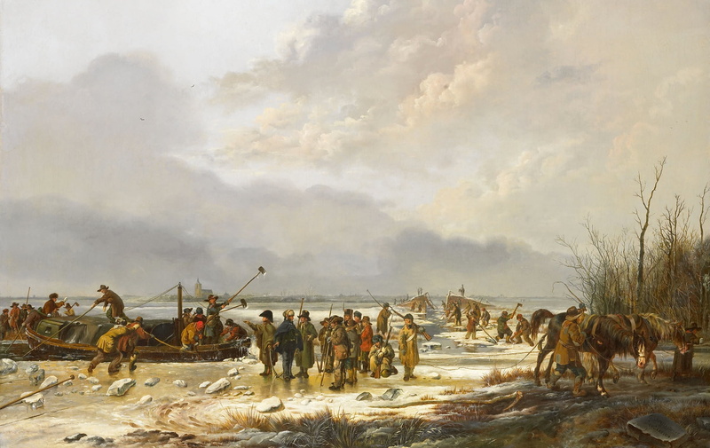 Frozen Karnemelksloot in Naarden, Pieter Gerardus van OS, canvas, picture, landscape, oil, 1080P