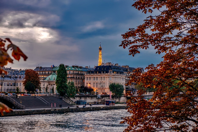 building exterior, sky, seine, plant, tourism, reflections, clouds, france, nature, no people, brown, urban, outdoors, sunset, hdr, cloud - sky, 1080P
