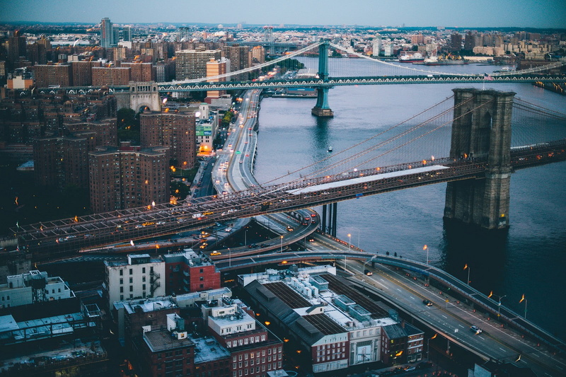 new york city, aerial, view, city, bridge, aerial view, buildings, 720P, york, new