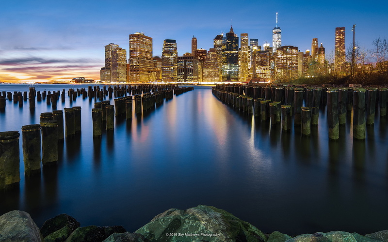 water, manhattan, photography, reflections, cityscape, 2K