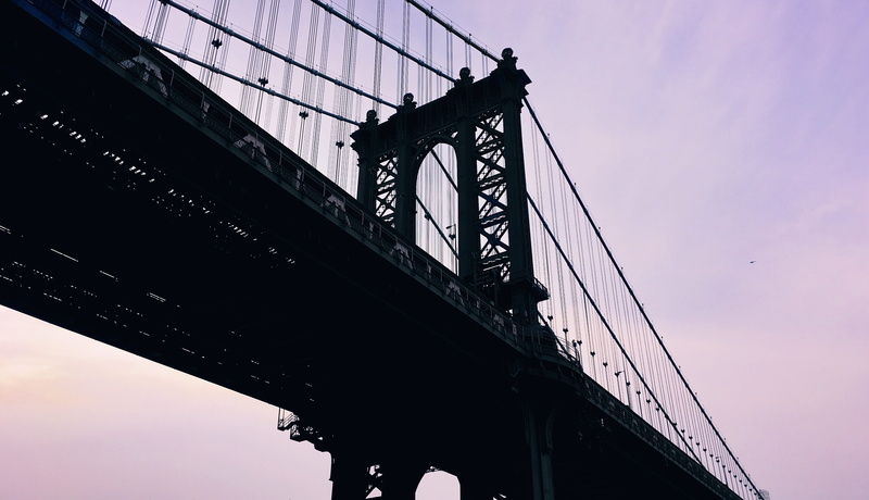dusk, bridge, newyorkcity, 4K, bridge - man made structure, brooklyn, silhouette, city, manhattan, built structure, united states, travel destinations