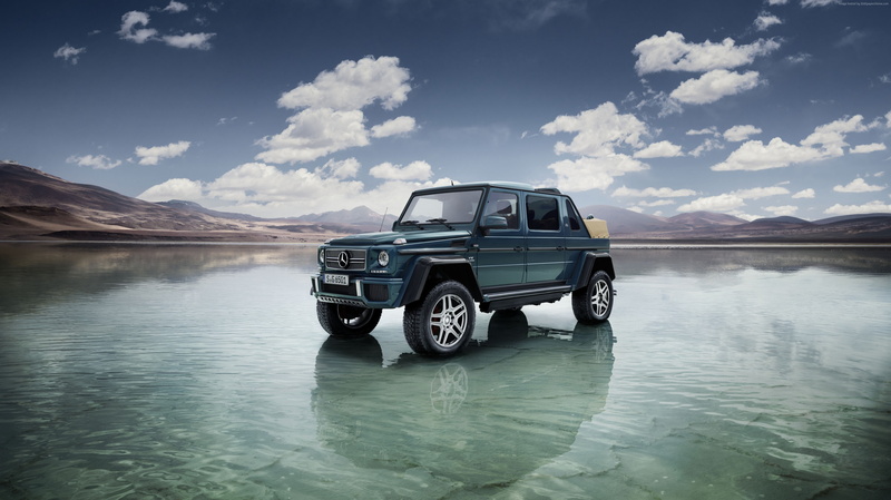 motor vehicle, waterfront, scenics - nature, cloud - sky, reflection, environment, Mercedes-Maybach G 650 Landaulet, day, non-urban scene, Geneva Auto Show 2017