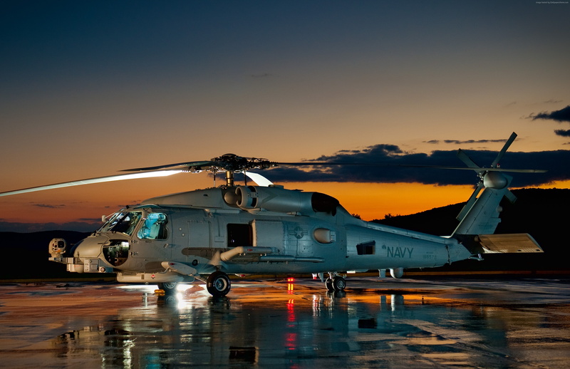 Sikorsky, sunset, 4K, MH-60, Sea Hawk, MEDEVAC, multimission maritime helicopter, U.S. Navy, SH-60