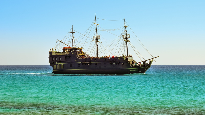 ship, mode of transportation, outdoors, cyprus, brown, water, nature, sky, recreation, cruise ship, horizon over water, horizon, sailboat, black pearl