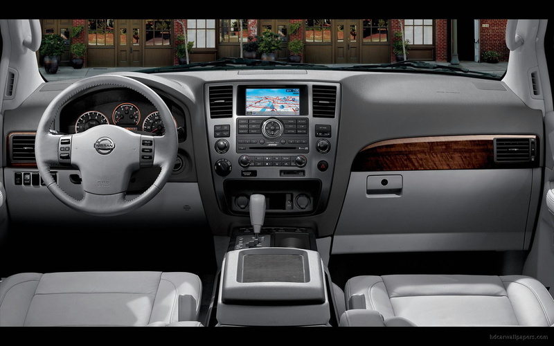 cars, wheel, 2010, car, 1080P, armada, nissan, steering, grey, interior