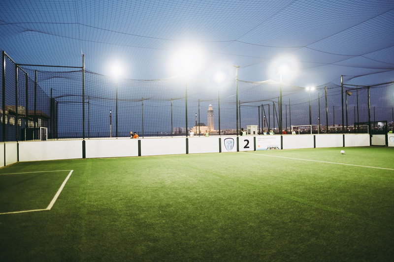 soccer field, 5K, sky, field, football, recreation, landscape, plant, nighttime, outdoors, training, nature, evening, match, sports equipment, light, team sport