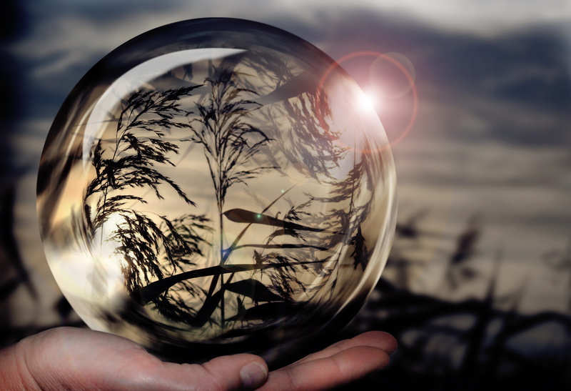 geometric body, crystal, photo montage, glass ball, close-up, summer, nature, s, human finger, body part, clear, transparent, crystal ball, mood, glass