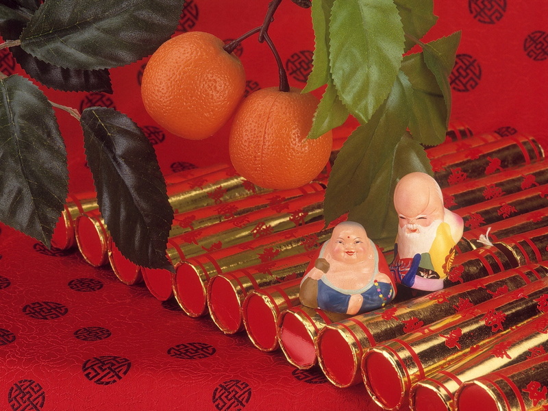 chinese new year, orange, festival, child, 720P, holiday, figurine, citrus fruit, celebration, tube, orange color, childhood, traditional clothing, red