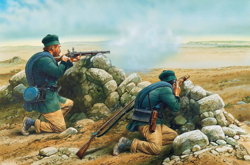 holding, 1853—1856., gun, infantry, army Soldier, full length, people, crouching, armed Forces, weapon, outdoors, rifle, The Crimean war, enemy, environment