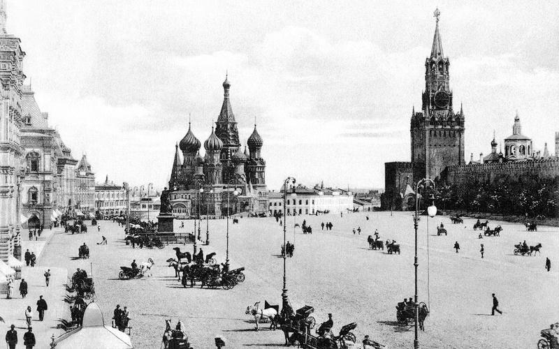 gum, Moscow 19th century, the Kremlin, black-and-white photograph, Russia 19th century, pre-revolutionary Moscow, pre-revolutionary Russia, 1080P, red square