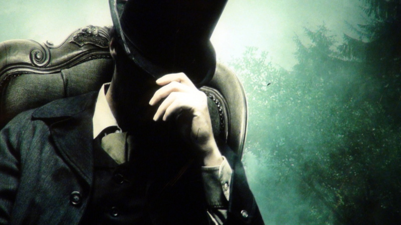 obscured face, men, abraham lincoln vampire hunter, jacket, glove, holding, one person, headshot, unrecognizable person, hand, clothing, front view, 1080P