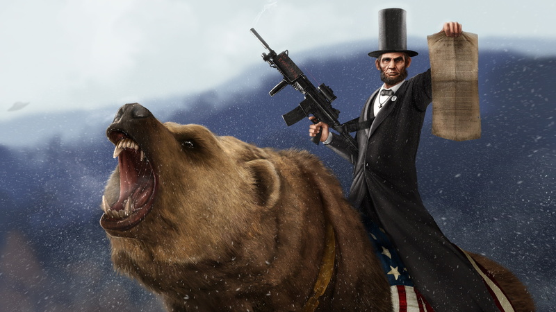 lincoln, art, hd, bear, bears, 2K, animals, abraham, Guns, x, Abraham Lincoln