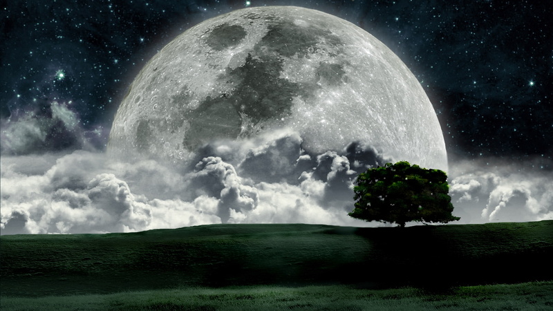 hd, x, space, night, art, moons, Landscapes, 1080P, moon