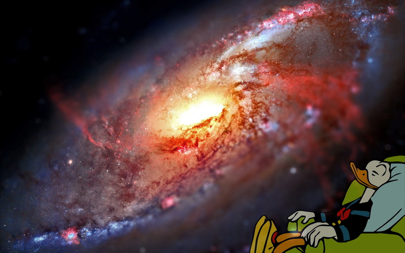 2K, illuminated, duck, sky, luminosity, Donald Duck, water, emotion, beauty in nature, space, outdoors, astronomy, Messier 106, donald, multi colored
