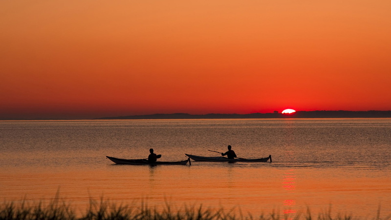 transportation, sunset, hook, horizon over water, wooden, wall, reflection, sea, leisure activity, orange color, outdoors, beauty in nature, mount, scenics - nature