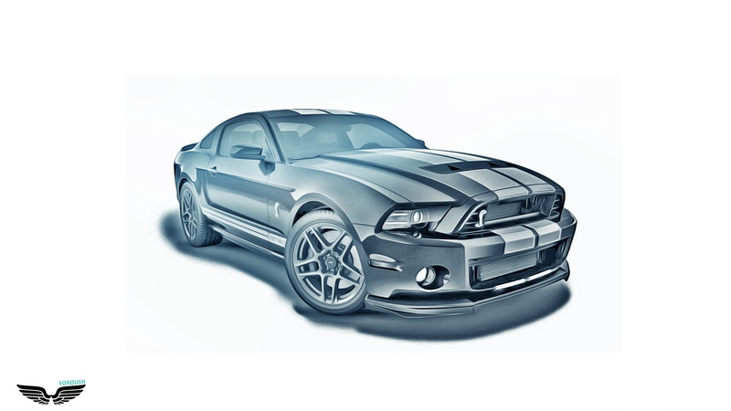 hd, white, sketch, drawing, shelby, gt, 1080P, cars, ford, gt500, cobra, mustang