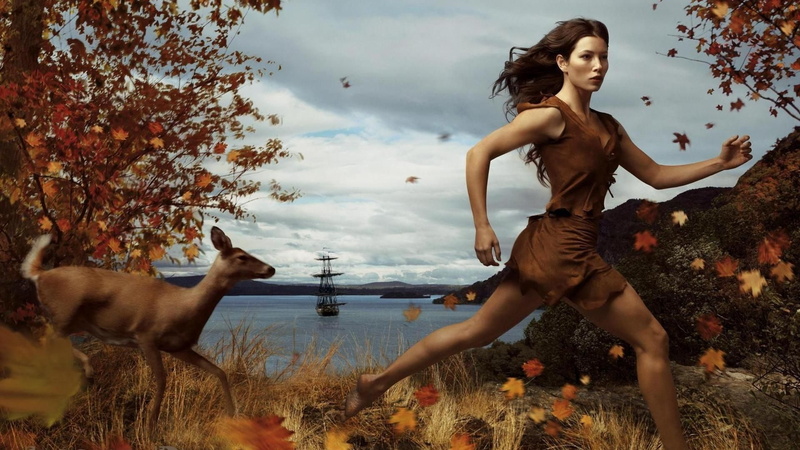 concept, models, art, jessica, Disney Company, women, 1080P, aircraft, hd, running, disney, pocahontas, annie, deer, company, leibovitz, concepts, biel