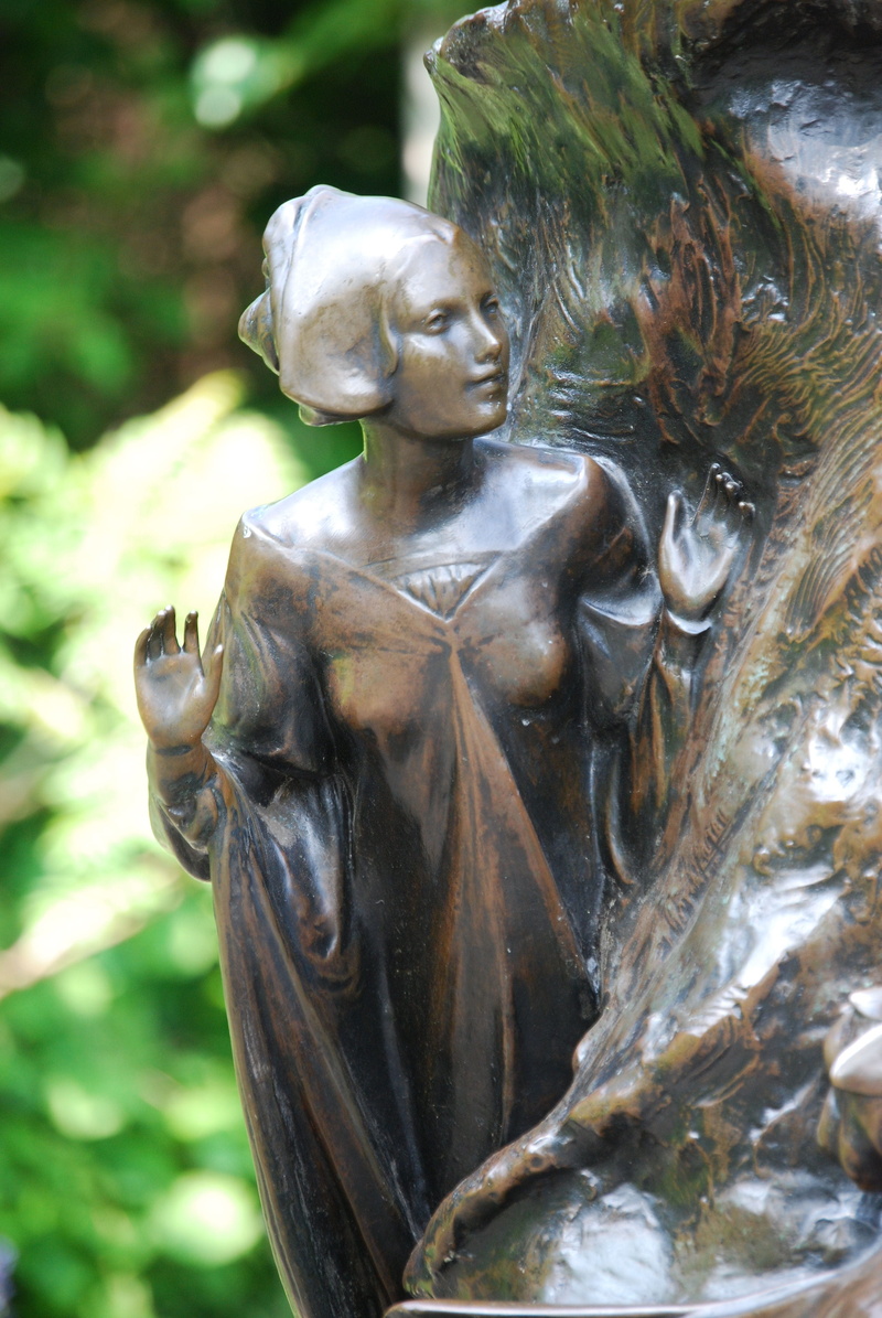 story, art and craft, focus on foreground, no people, detail, 4K, tree, idol, creativity, plant, female likeness, bronze, human representation, close-up