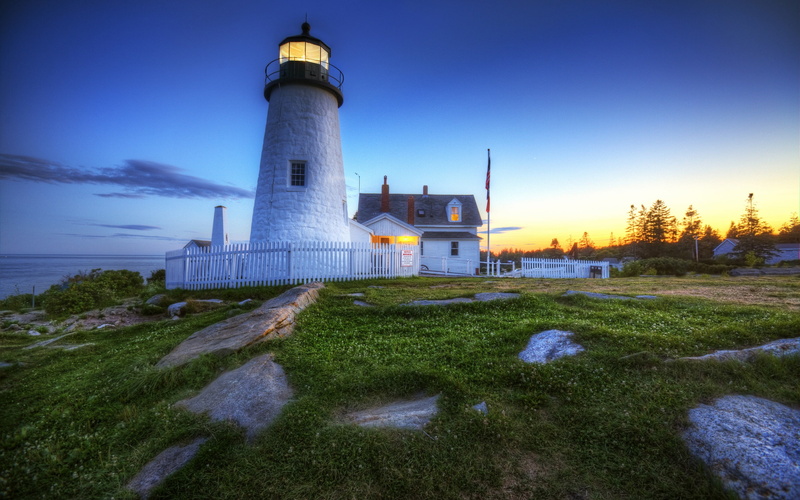 Sunset, Lighthouse, 2K