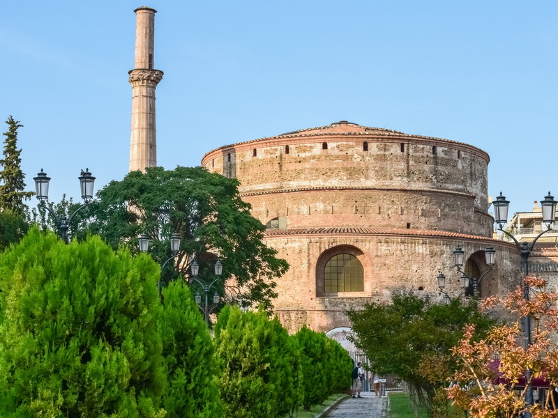 church, culture, archaeology, day, travel, travel destinations, thessaloniki, clear sky, architecture, mausoleum, nature, exterior, city, greece, christianity