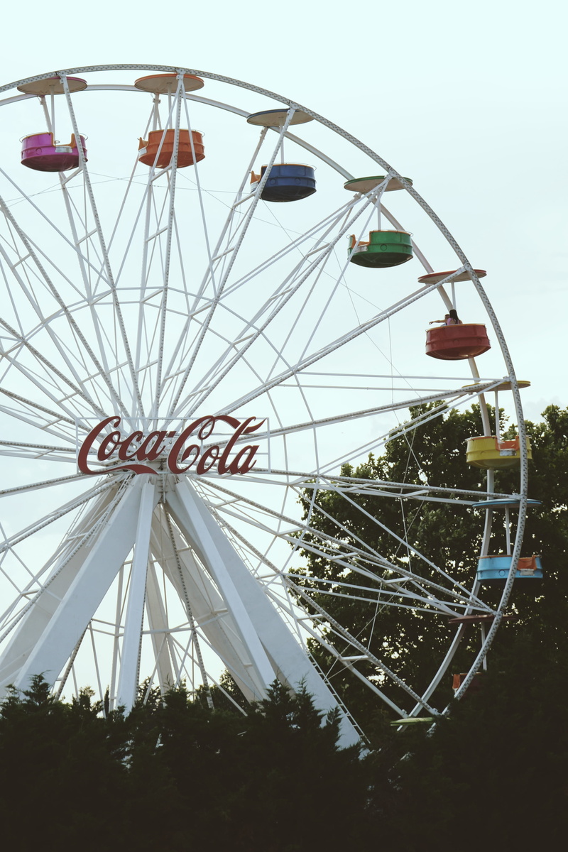 low angle view, geometric shape, circle, building, plant, leisure activity, outdoors, cola, ferris, architecture, thessaloniki, coca, fun, leisure activities