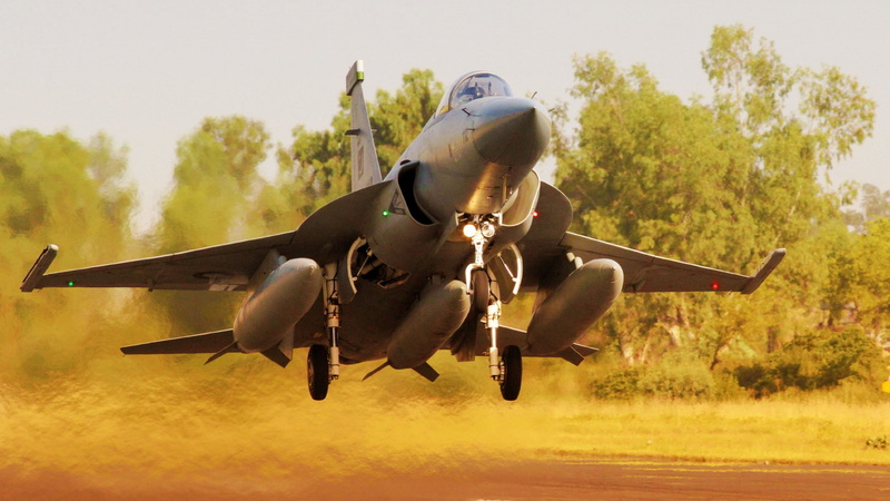 JF-17, white, sky, trees, beside, grey, 2K, land, Pakistan Air Force, Multirole combat aircraft, Thunder, aircraft, daytime
