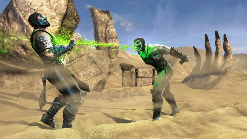 outdoors, motion, Sub-Zero, protection, 1080P, application, Reptile (Mortal Kombat), land, full length, two people, emotion, zero, game, sport, Mortal Kombat