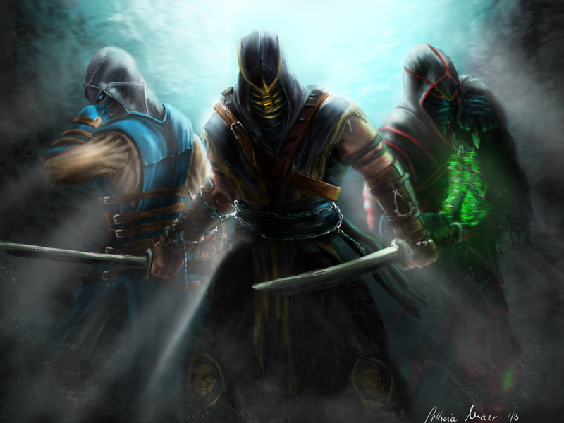 men, clothing, teamwork, protection, ermac, holding, mortal kombat, sub-zero, man, scorpion, helmet, futuristic, group of people, work helmet, occupation
