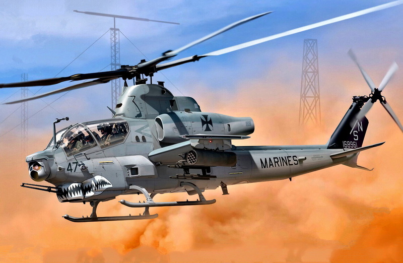 Super Cobra, Attack helicopter, USMC, USA, Shark mouth, Combat helicopter, AH-1Z Viper, 1080P
