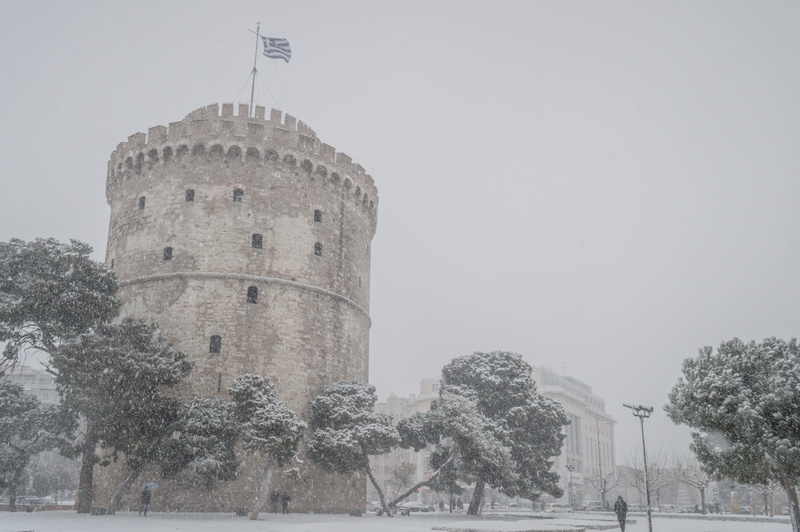 5K, the past, cold, Μακεδονία, building, ze, pirgos, greek, white, thessaloniki, λευκός, white tower of thessaloniki, sky, copy space, κρύο, greece, no people